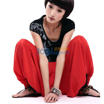 裂帛 2011新 收口 调长短 休闲 灯笼裤 女 听风7148 红色 L