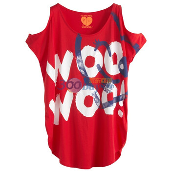 Giordano佐丹奴 T恤 女woo woo印花时尚露肩T恤 01392004 浅粉红 M