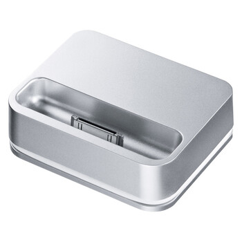 日本SANWA SUPPLY ACA-CRADLE2SV 苹果iPod、iPhone 4、3GS的USB可收纳基座充电器 可传输数据 银