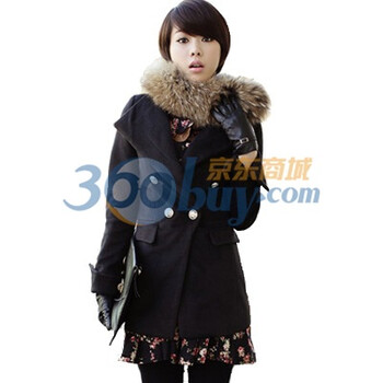 时尚起义 冬韩国进口柔软毛呢保暖修身夹克 女568074 黑色 M