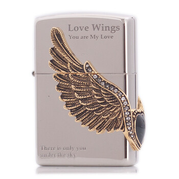 zippo打火机 三面环绕侧徽章 镜面镶钻徽章 爱