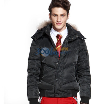 SPORTICA斯波帝卡2011秋冬新款 奢华真毛边百搭保暖羽绒服11191795 黑色 XXL