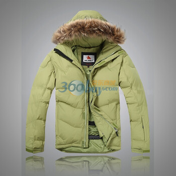 valianly 2011新款男款羽绒服貉子帽毛 防水防风透气保暖面料2189绿54/XXL/185