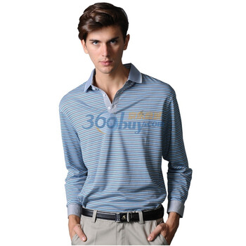 POLO VILLAE保罗威特男士休闲长袖polo衫 兰灰条906 52/XL