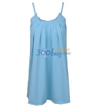伊俪尔 舒适纯棉 女款 可爱 日系 吊带睡衣 夏季家居服811C128 蓝色 L