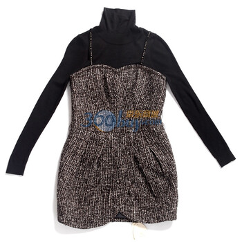 yigue亦谷2011秋款羊毛吊带连衣裙20334E3021 黑色 XL