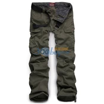 麻吉MATCH 男士韩版直筒工装休闲长裤 6515 军绿色 XXL