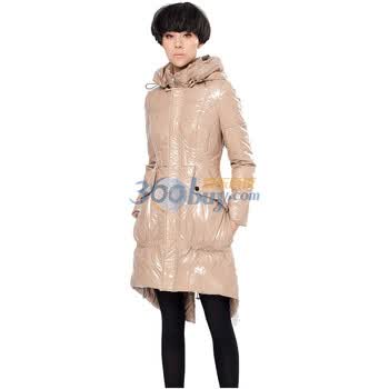 艾橙2011新款修身中长款花苞形燕尾羽绒服女秋冬LKD52607 茶色 XL