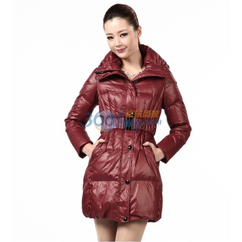 波司登旗下 2011新款 冰洁羽绒服 女式双色格时尚中长款 BG11162红色185/104A(XXXL)