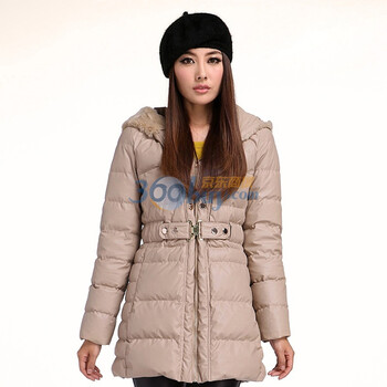 秋水伊人2011冬季新品时尚百搭带帽修身羽绒服614015014 米色 XL