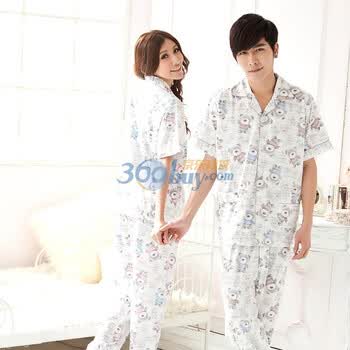苏泽尔可爱小萌熊春夏款情侣棉睡衣84043男款 灰色 2XL