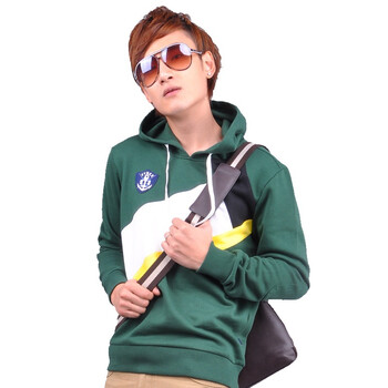 ［FYNEX］2011冬装新款男装卫衣墨绿拼接套头休闲卫衣抓绒男FQ555 墨绿 XXL/180
