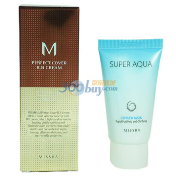 谜尚Missha 魅力柔护霜迷你套装(魅力嫩白柔护霜 红BB21号亮肤色20ml+水清颜润泽净化面膜20g)MB