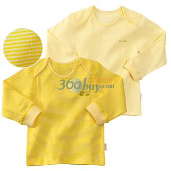 贝贝怡 BA085-313 婴儿服童装 2件装活动肩上衣 淡黄 100码