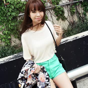 时尚起义 韩国休闲宽松短款T恤 女586894 浅姜黄色 one