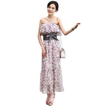 名媛坊 MIRROR FUN 女神款 拖地长裙 超仙 连衣裙M112607 粉色 XL
