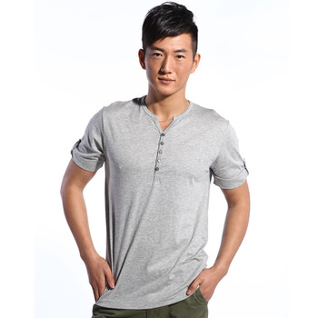 格圣特 GODSEN 时尚休闲 男士短袖V领T恤 男装上衣 GNA033灰色 灰色 XXL