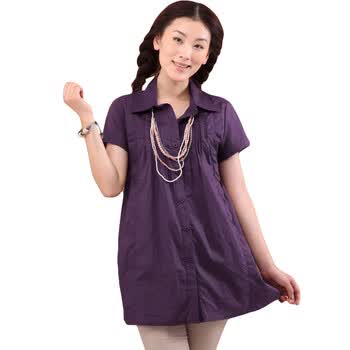 茵曼Inman2012 新品女装 女 短袖上衣B10083 紫绿色 L