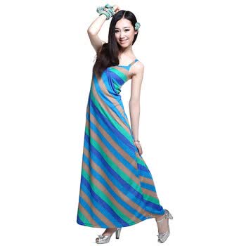千璎Changing2012夏季新款彩条女式吊带连衣裙沙滩裙 QY03002 50