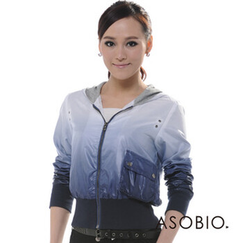 ASOBIO 女装休闲渐变色连帽外套 4111411821 墨兰 40
