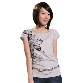 NEWTO 牛头牌 女装全棉钉钻透气T恤E1084012 浅灰色 L(165/88A)