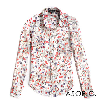 ASOBIO 女装桑蚕丝梭织衬衫 4123325849 沙土杏 40