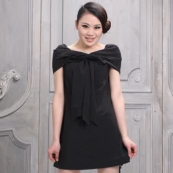 飘蕾 peoleo 短款时尚连衣裙 1241201354 黑色 XL