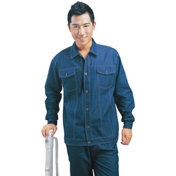 夏装长袖薄牛仔工作服套装 电焊汽修服 时尚工