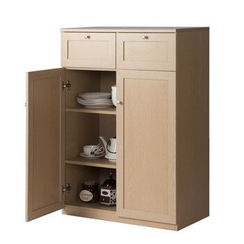 好事达 双门双抽储物柜(浅橡木色)0058(2)