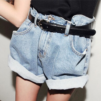 货到付款】2014春热裤卷边宽松大码女欧美复古高