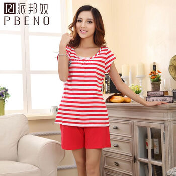 派邦奴女士夏季可爱卡通家居服睡衣女夏短袖套