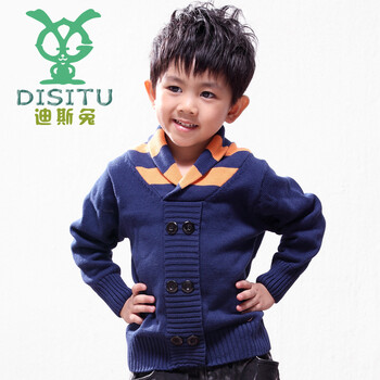 2013迪斯兔春季新款<em>儿童毛衣时尚</em>拼色长款毛