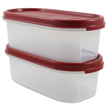 特百惠TupperwareMM椭圆1号2件套干货储藏保鲜盒0.5L每个