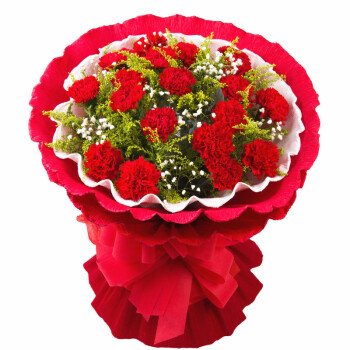 礼物鲜花快递 19朵粉色红色康乃馨 花束 al0483红色包装 七夕节8月11