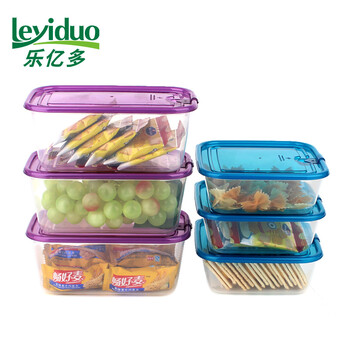 
                                        乐亿多（Leyiduo）欢乐叠塑料保鲜盒套装 微波加热饭盒便当盒 冰箱收纳储物盒 密封防漏六件套                