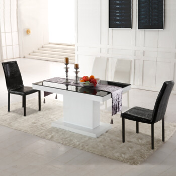 乐和居 餐桌 餐椅套装 折叠桌 钢化玻璃 可伸展
