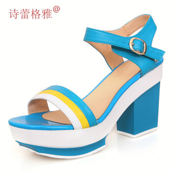 Aokang奥康白蓝色2012新品 真皮防水台 羊皮