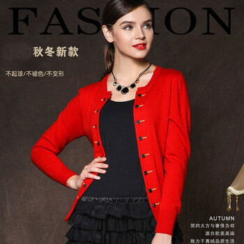 吉梅 春装新款2014<em>女款</em>毛衣外套<em>羊绒</em>长袖外搭