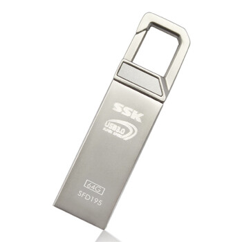 飚王（SSK）新乐扣 金属防水U盘(SFD195) 64G（银色）USB3.0
