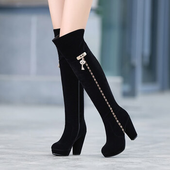 PLAYBOY花花公子 新款<em>时尚</em>防水台圆头<em>高跟</em>长
