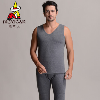 稻草人<em>保暖</em>内衣男士V领<em>加绒加厚保暖</em>背心<em>马甲</em>