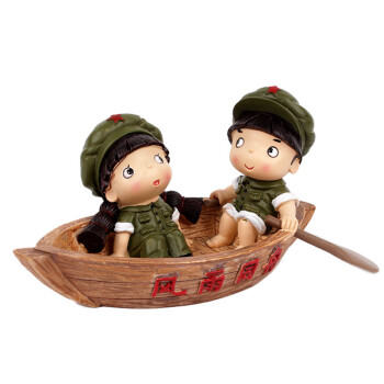 创意树脂系列可爱摆件家居玩具 情侣礼品 革命爱情小兵系列 风雨同舟