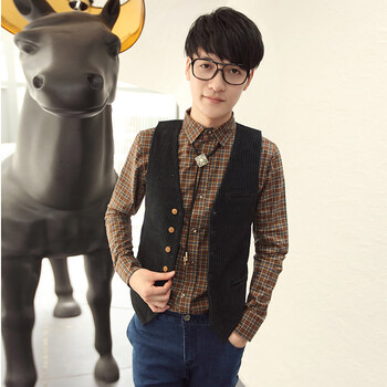 货到付款 <em>春秋季男式马甲</em>新款男士英伦风格竖