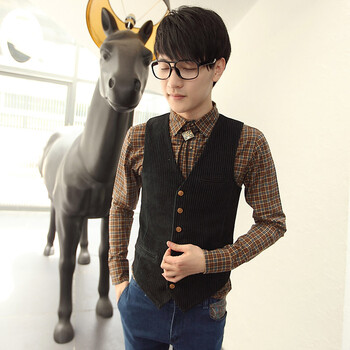 货到付款 <em>春秋季男式马甲</em>新款男士英伦风格竖