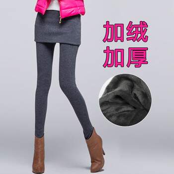 VANSICO+打底裤加绒包臀假两件裙裤女靴裤