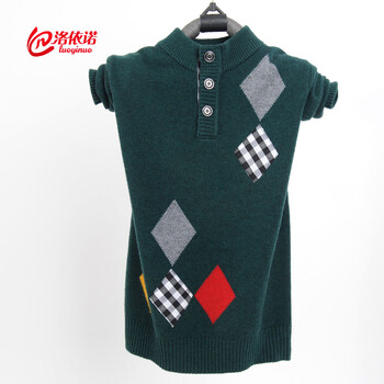 洛依诺<em>儿童</em>宝宝<em>毛衣</em>童装羊绒衫<em>配色条纹</em>圆领中