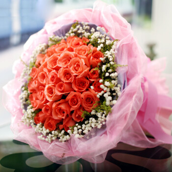 爱的鲜花速递 33朵粉玫瑰花 暗恋鲜花 生日鲜花