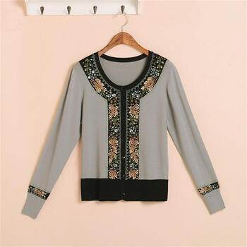 雅迪高 手工钉珠妈妈装春夏<em>针织</em>衫<em>女开衫中老</em>
