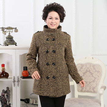 014新款中老年中长外套时尚妈妈显瘦短风衣针