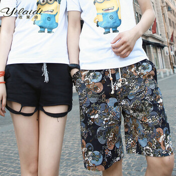 依莱迪 2014夏季新款男装<em>休闲流行</em>印花花<em>短裤</em>